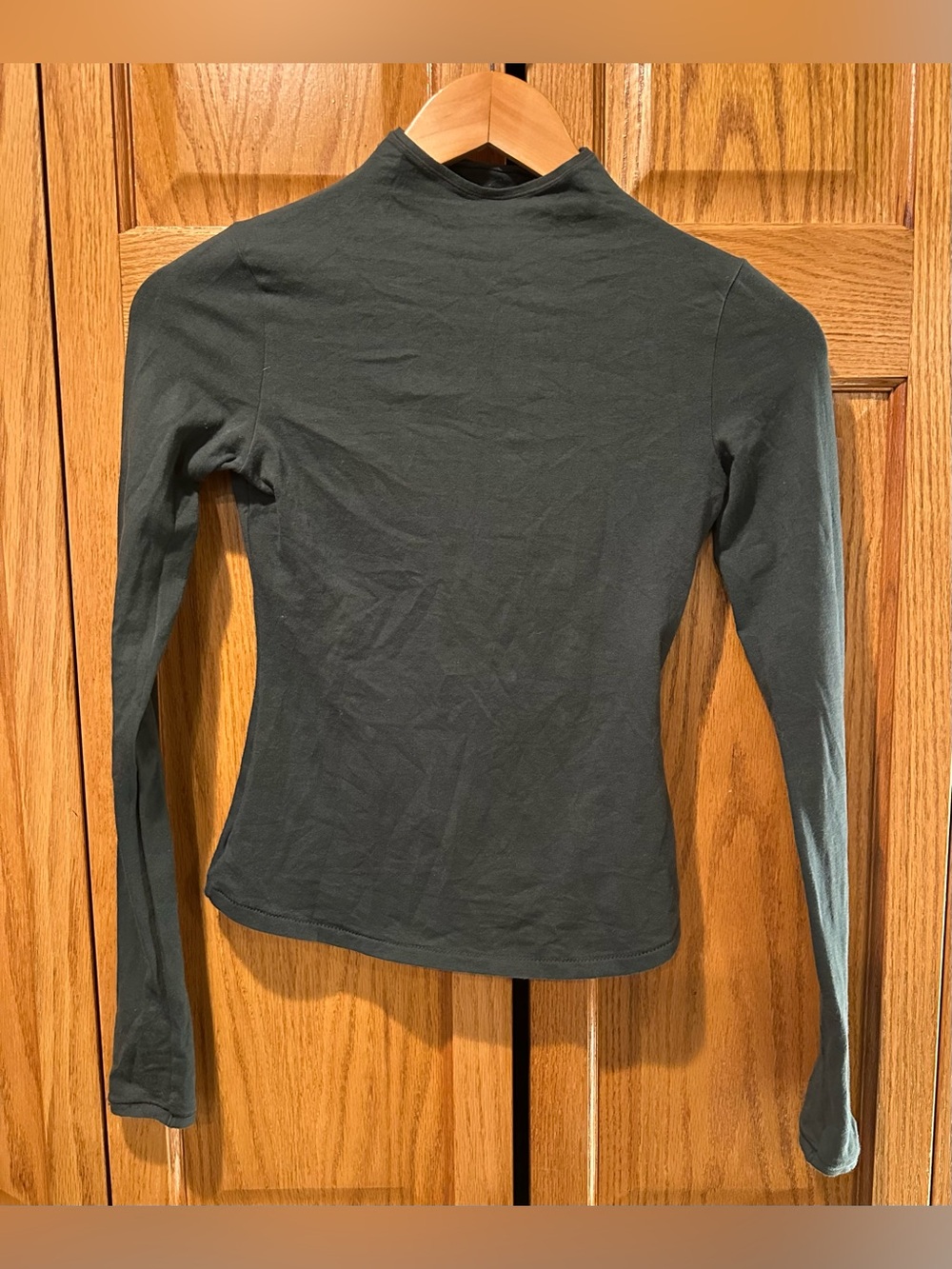 Skims mock neck green long sleeve stretchy top